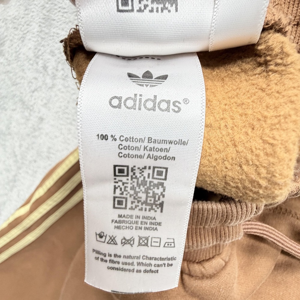 Adidas Pants Womens M Brown Fleece Track Tapered Side Stripe Originals - Picture 9 of 9